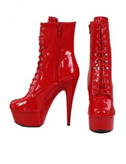 Plus - Men Size Low Boots in Vingly Side zip - Red