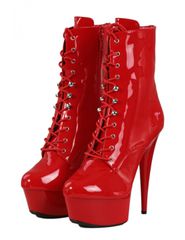 Plus - Men Size Low Boots in Vingly Side zip - Red-thumb-1