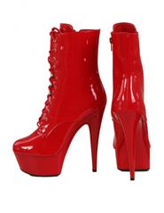Plus - Men Size Low Boots in Vingly Side zip - Red-thumb-2