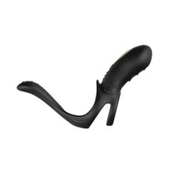 Vibrating Triple Cock Ring Black-thumb-4