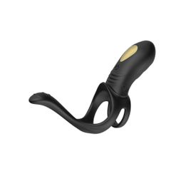 Vibrating Triple Cock Ring Black-thumb-3