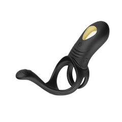 Vibrating Triple Cock Ring Black-thumb-3