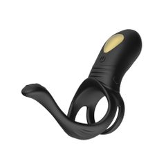 Vibrating Triple Cock Ring Black-thumb-1