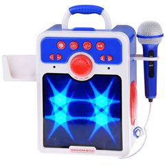 Musical boombox blue speaker for children with microphone IN0167