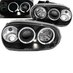 Μπροστινά Φανάρια Set Για Vw Golf IV (4) 97-03 Angel Eyes & Led Μαύρα H1H1H1 Sonar