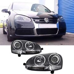 Μπροστινά Φανάρια Set Για Vw Golf V (5) 03-08 Projectors GTI  R32 Look Χρωμίου H7H7 Με Μοτέρ & E-Mark Carner