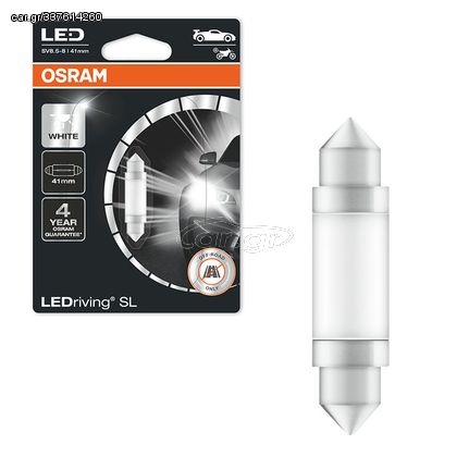 Λάμπα Led Σωληνωτή  41mm C5W SV8.5-8 12volt 0.6 watt 6000k Osram 6413DWP-01B 1 Τεμάχιο