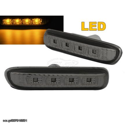 Πλαϊνά Φλας Φτερού Για Bmw 3 E46 Sedan 99-01  Touring 99-01  Compact 01-04  Coupe 99-03 Led Smoke 2 Τεμάχια