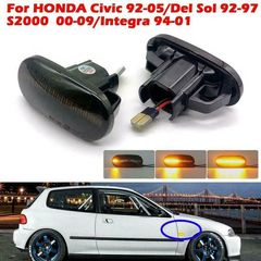 Πλαϊνά Φλας Φτερού Για Honda Civic 92-95  CRX Del Sol 92-97 Led Dynamic Φιμέ 2 Τεμάχια