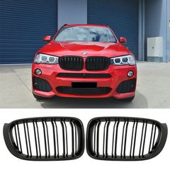 Καρδιές Μάσκας Για Bmw X3 F25 LCI 14-17  X4 F26 14-17 M4 Look Με Διπλή Γρίλια Μαύρο Γυαλιστερό Με 7 Γρίλιες 2 Τεμάχια