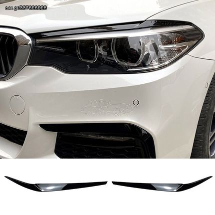 Φρυδάκια Μπροστινών Φαναριών Για Bmw 5 G30  G31 2017-2020 Pre-LCI Βαμμένα Μάυρο Γυαλιστερό Χρώμα 2 Τεμάχια