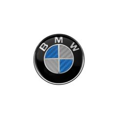 Σήμα Καπό  Πορτ - Παγκάζ Κουμπωτό Bmw Μπλε - Ασημί Carbon Μικρό 73mm