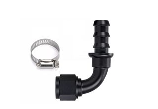 AN-6 90 Degree Aluminum Push-on Hose End Fittings Black Only For Brething Applications