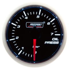 Oil Pressure W/Peak Hold (BAR) Amber/White 52mm