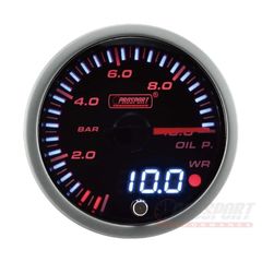 JDM Oil Pressure Gauge BAR w/Peak Amber/White 60mm