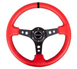 Reinforced Steering Wheel - 350mm Sport Steering Wheel (3" Deep) Black Spoke with Suede finish and Black Stitch