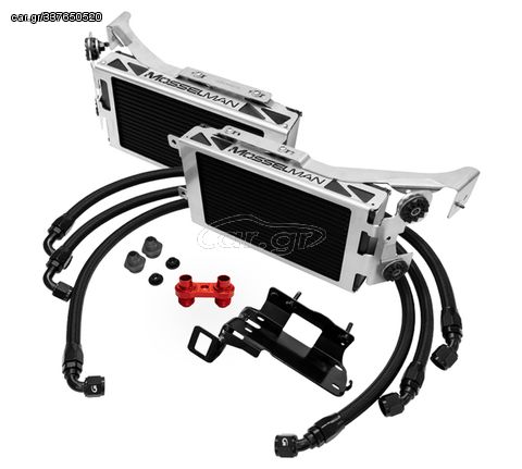 MOSSELMAN TWIN OIL COOLER KIT, RED, BMW 1-SERIES E8X