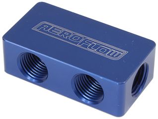 Compact Distribution Block - 2 In - 4 Out, All Ports 1/8"NPT, Blue Finish