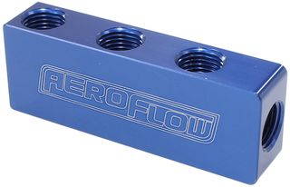 Compact Distribution Block - 1 In - 6 Out, All Ports 1/8"NPT, Blue Finish