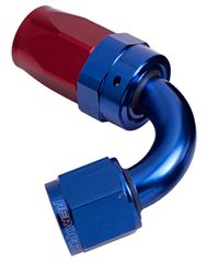 100 Series Swivel Taper 120° Hose End -6AN - Blue/Red Finish