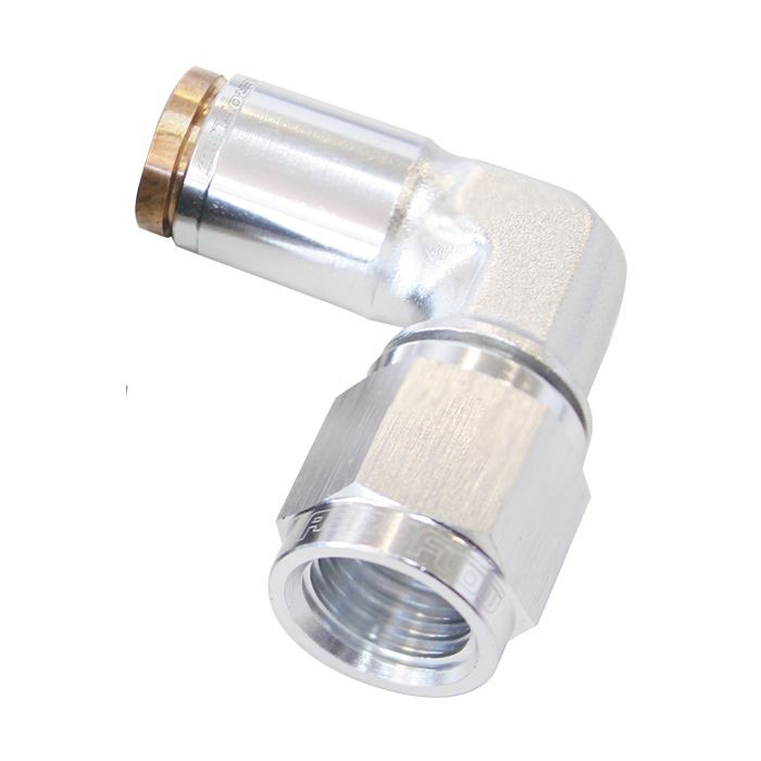 90° -4AN to 1/4" Nylon Quick Release Fitting - Silver Finish