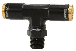 Push to Connect 1/8" NPT to 1/4" OD Nylon Hose Tee Fitting - Black Finish