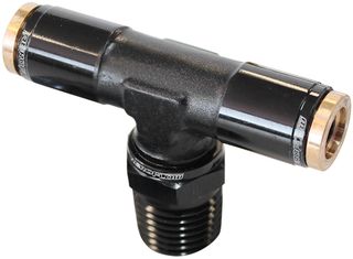 1/4" NPT to 1/4" Nylon Quick Release Tee Fitting - Black Finish
