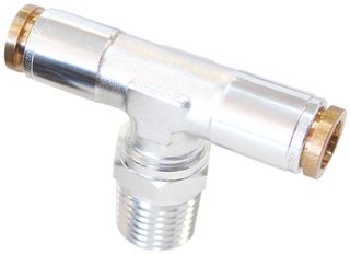 1/4" NPT to 1/4" Nylon Quick Release Tee Fitting - Silver Finish