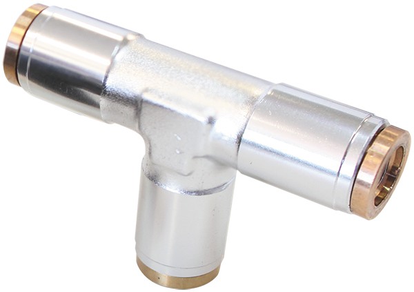 3/16" Nylon Quick Release Tee Fitting - Silver