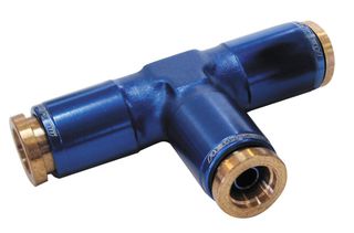 1/4" Nylon Quick Release Tee Fitting - Blue Finish