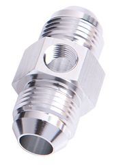 45° Male Flare Union with 1/8" Port -6AN - Silver Finish