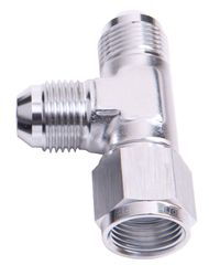 AN Tee Female Swivel On Run -6AN - Silver Finish