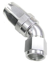 150 Series Taper One-Piece Full Flow Swivel 45° Hose End -8AN - Silver Finish