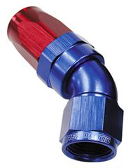 150 Series Taper One-Piece Full Flow Swivel 45° Hose End -20AN - Blue/Red Finish