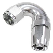 150 Series Taper One-Piece Full Flow Swivel 150° Hose End -6AN - Silver Finish