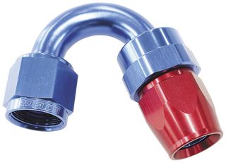 200 Series PTFE 150° Hose End -3AN -  Blue/Red Finish. Suit 200 Series Hose