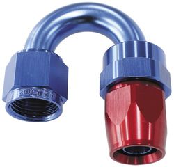 200 Series PTFE 180° Hose End -3AN -  Blue/Red Finish. Suit 200 Series Hose