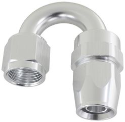 200 Series PTFE 180° Hose End -4AN - Silver Finish. Suit 200 Series Hose