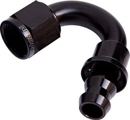 400 Series Push Lock 150° Hose End -4AN - Black Finish. Suits 400 Series Hose