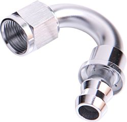 400 Series Push Lock 150° Hose End -4AN - Silver Finish. Suits 400 Series Hose