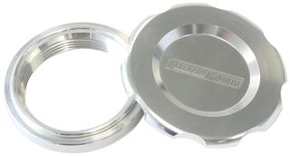 Low Profile Billet Aluminium Filler Cap and Bung - 2" Female weld-on bung - Silver Cap