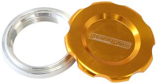 Low Profile Billet Aluminium Filler Cap & Bung - 3" Female weld-on bung - Gold Cap