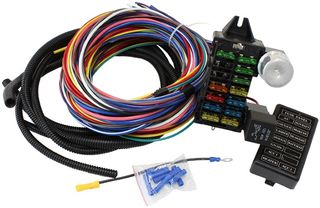 Complete Universal 12 Circuit Wiring Harness Kit - Complete with  Standard Fuses & Fuse Panel