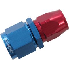 550 Series Cutter Style One Piece Straight Stepped Hose End -8AN to -6 Hose - Blue/Red Finish