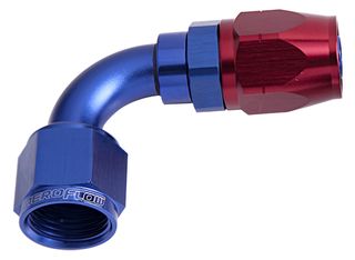 500 Series Cutter Swivel 90° Hose End -8AN - Blue/Red Finish