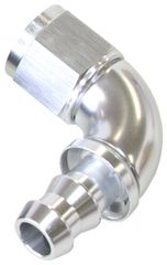 510 Series Full Flow Tight Radius Push Lock 90° Hose End -8AN - Silver Finish. Suit 400 Series Hose