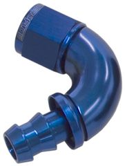 510 Series Full Flow Tight Radius Push Lock 120° Hose End -4AN - Blue Finish. Suit 400 Series Hose