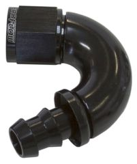 510 Series Full Flow Tight Radius Push Lock 150° Hose End -10AN - Black Finish. Suit 400 Series Hose