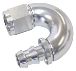 510 Series Full Flow Tight Radius Push Lock 180° Hose End -8AN - Silver Finish. Suit 400 Series Hose
