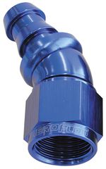 510 Series Full Flow Tight Radius Push Lock 30° Hose End -8AN - Blue Finish. Suit 400 Series Hose
